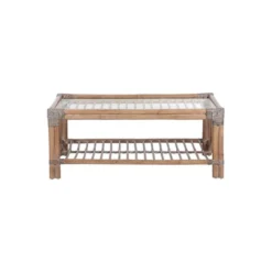Table Basse Rectangulaire Verre/Rotin - PUREZA 11 Table Basse Rectangulaire Verre/Rotin - PUREZA -Pas Cher Mobiliora Magasin table basse 17626905
