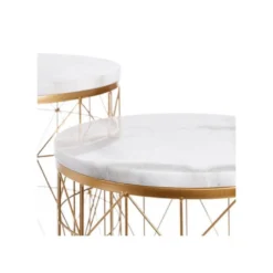 Duo De Tables D'appoint Métal Or/Marbre N°3 - GOLDY -Pas Cher Mobiliora Magasin table basse 17628095