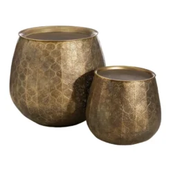 Duo De Tables D'appoint Ronde Doré Métal - ZOSTA