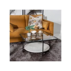 Table Basse Carrée Marbre/Verre/Blanc - DONNA -Pas Cher Mobiliora Magasin table basse 17636157