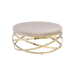 Table Basse Ronde Métal Doré/Taupe - MADIE