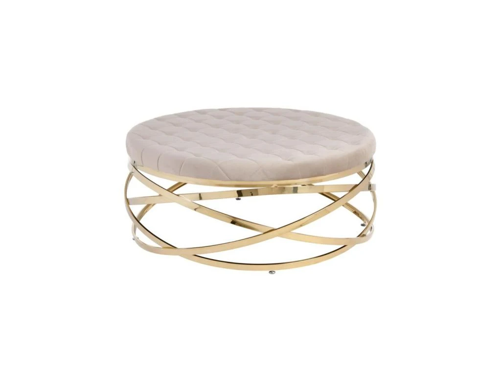 Table Basse Ronde Métal Doré/Taupe - MADIE 3 Table Basse Ronde Métal Doré/Taupe - MADIE