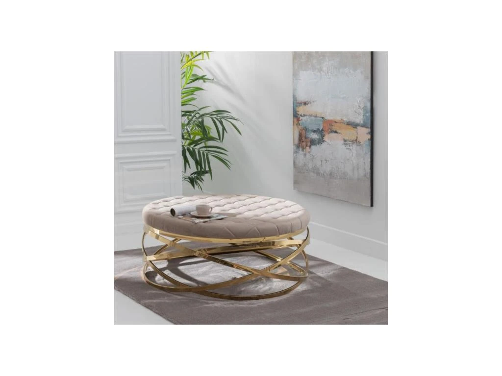 Table Basse Ronde Métal Doré/Taupe - MADIE 4 Table Basse Ronde Métal Doré/Taupe - MADIE – Image 2