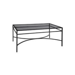 Table Basse Rectangulaire Verre/Métal Noir- EMILIO