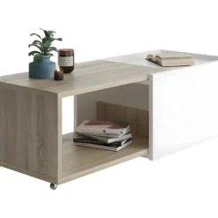 Table Basse Extensible Avec Caisson Coulissant L74-125 Cm - Slide -Pas Cher Mobiliora Magasin table basse 17728237