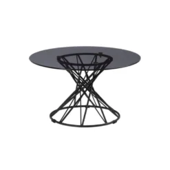 Table Basse Ronde Métal Noir/Verre - ANITA