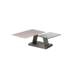 Table Basse Articulée Rectangulaire Acier/Verre/Céramique - VERRO -Pas Cher Mobiliora Magasin table basse 17786621