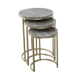Lot De 3 Tables D'Appoint Design "Tria" 65cm Gris -Pas Cher Mobiliora Magasin table basse 18015515