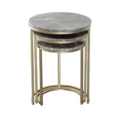 Lot De 3 Tables D'Appoint Design "Tria" 65cm Gris -Pas Cher Mobiliora Magasin table basse 18015519