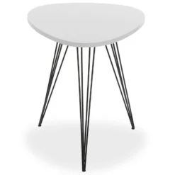 Table D'appoint Seatle, 60 X 50 X 50 Cm, Bois Et Métal, Noir Et Blanc