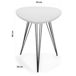 Table D'appoint Seatle, 60 X 50 X 50 Cm, Bois Et Métal, Noir Et Blanc -Pas Cher Mobiliora Magasin table basse 18047605