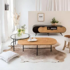 Table Basse Gigogne En Pin Et Métal Rondin -Pas Cher Mobiliora Magasin table basse 18183191