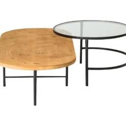 Table Basse Gigogne En Pin Et Métal Rondin -Pas Cher Mobiliora Magasin table basse 18183193