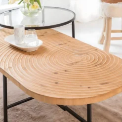 Table Basse Gigogne En Pin Et Métal Rondin -Pas Cher Mobiliora Magasin table basse 18183195