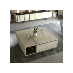Table Basse Carrée Relevable Chêne Clair/Noir Mat - FOREST 9 Table Basse Carrée Relevable Chêne Clair/Noir Mat - FOREST -Pas Cher Mobiliora Magasin table basse 18273481