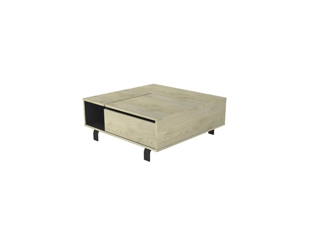 Table Basse Carrée Relevable Chêne Clair/Noir Mat - FOREST 5 Table Basse Carrée Relevable Chêne Clair/Noir Mat - FOREST – Image 3