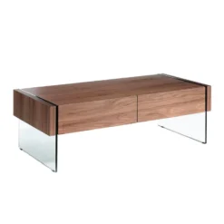 Table Basse En Bois De Noyer Et Verre 2050 ANGEL CERDA