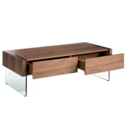 Table Basse En Bois De Noyer Et Verre 2050 ANGEL CERDA -Pas Cher Mobiliora Magasin table basse 18428403