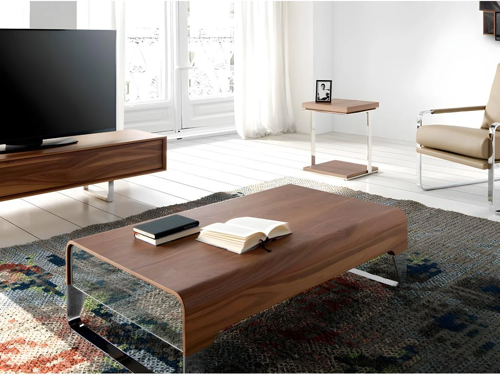 Table D'angle De Noyer Et Acier 2038 ANGEL CERDA 5 Table D'angle De Noyer Et Acier 2038 ANGEL CERDA – Image 3