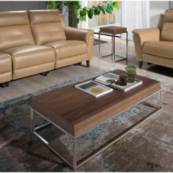 Table D'angle En Bois De Noyer Et Acier 2051 ANGEL CERDA -Pas Cher Mobiliora Magasin table basse 18436409