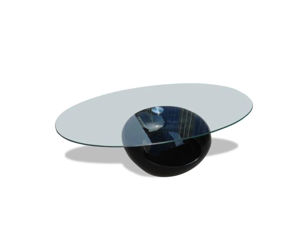 Table Basse Avec Dessus De Table En Verre Ovale Noir Brillant 4 Table Basse Avec Dessus De Table En Verre Ovale Noir Brillant – Image 2