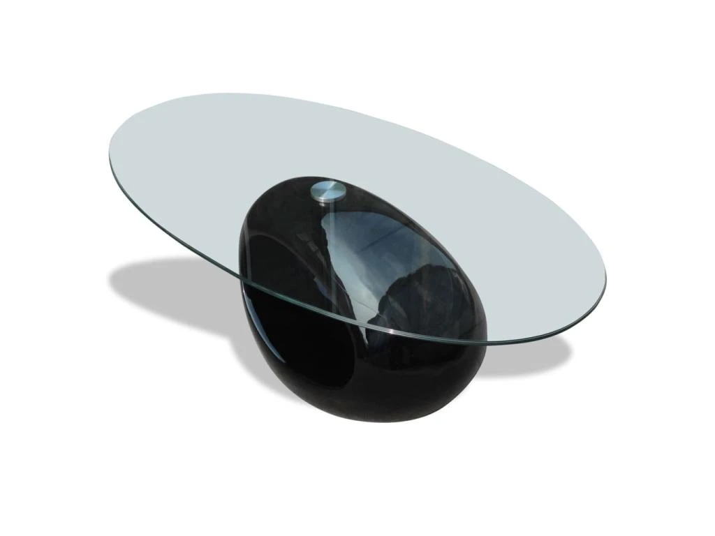 Table Basse Avec Dessus De Table En Verre Ovale Noir Brillant 5 Table Basse Avec Dessus De Table En Verre Ovale Noir Brillant – Image 3