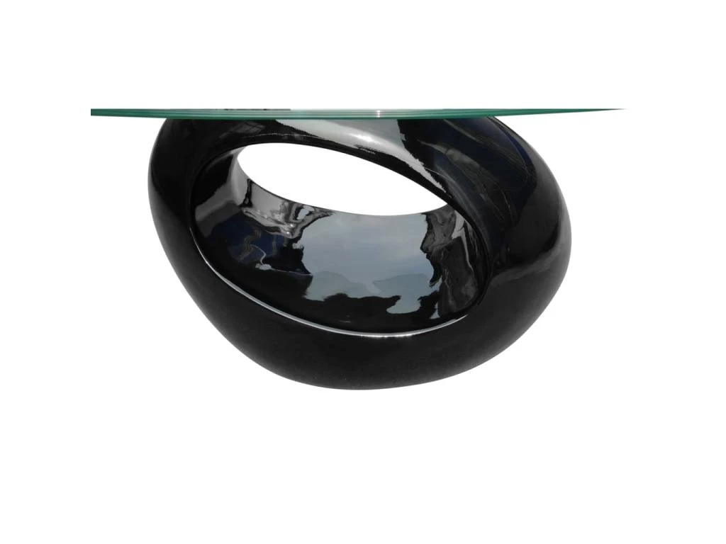 Table Basse Avec Dessus De Table En Verre Ovale Noir Brillant 6 Table Basse Avec Dessus De Table En Verre Ovale Noir Brillant – Image 4