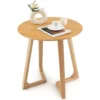 Table Basse Ronde De 60 CM En Bois Avec 2 Pieds En Forme De V Et 4 Patins Réglables -Pas Cher Mobiliora Magasin table basse 18802773
