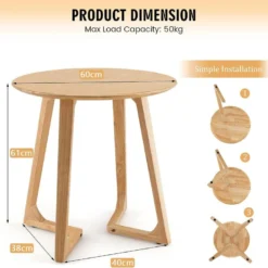 Table Basse Ronde De 60 CM En Bois Avec 2 Pieds En Forme De V Et 4 Patins Réglables -Pas Cher Mobiliora Magasin table basse 18802777