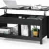 Table Basse Avec Plateau Relevable Et Espace De Rangement Caché,ideal Pour Salon 109 X 47,5 X 50 Cm (noir) -Pas Cher Mobiliora Magasin table basse 18802823