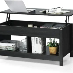 Table Basse Avec Plateau Relevable Et Espace De Rangement Caché,ideal Pour Salon 109 X 47,5 X 50 Cm (noir)