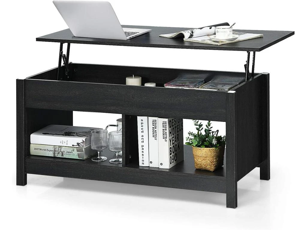 Table Basse Avec Plateau Relevable Et Espace De Rangement Caché,ideal Pour Salon 109 X 47,5 X 50 Cm (noir) 3 Table Basse Avec Plateau Relevable Et Espace De Rangement Caché,ideal Pour Salon 109 X 47,5 X 50 Cm (noir)