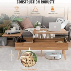 Table Basse Relevable Avec 2 Plateau Relevables Et 2 Compartiments Cachés 9 Table Basse Relevable Avec 2 Plateau Relevables Et 2 Compartiments Cachés -Pas Cher Mobiliora Magasin table basse 18802837