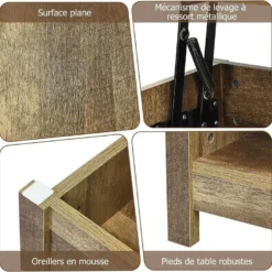 Table Basse Avec Plateau Relevable Et Espace De Rangement Caché, Ideal Pour Salon 109 X 47,5 X 50 Cm -Pas Cher Mobiliora Magasin table basse 18802851