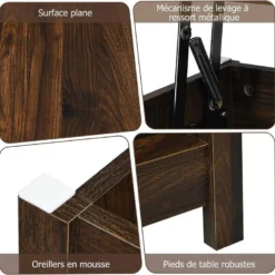 Table Basse Avec Plateau Relevable Et Espace De Rangement Caché, 109 X 47,5 X 50 Cm -Pas Cher Mobiliora Magasin table basse 18802869