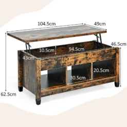 Table Basse Avec Plateau Relevable,3 Compartiments Ouverts Pour Rangement Meuble Polyvalents -Pas Cher Mobiliora Magasin table basse 18802881