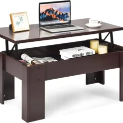 Table Basse Avec Compartiment De Rangement Caché, Table D’appoint 98 X 50 X 42-55 Cm