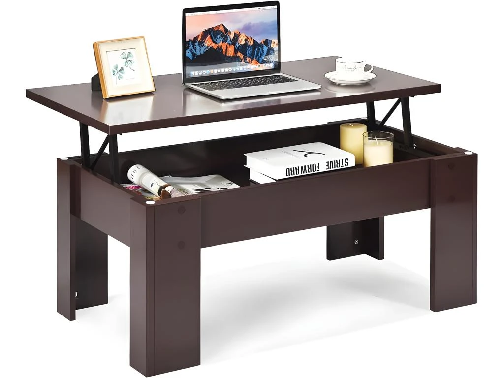 Table Basse Avec Compartiment De Rangement Caché, Table D’appoint 98 X 50 X 42-55 Cm 3 Table Basse Avec Compartiment De Rangement Caché, Table D’appoint 98 X 50 X 42-55 Cm