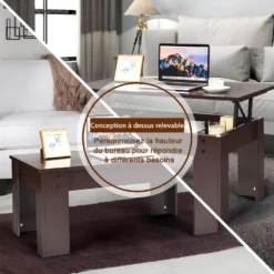 Table Basse Avec Compartiment De Rangement Caché, Table D’appoint 98 X 50 X 42-55 Cm 10 Table Basse Avec Compartiment De Rangement Caché, Table D’appoint 98 X 50 X 42-55 Cm -Pas Cher Mobiliora Magasin table basse 18802899