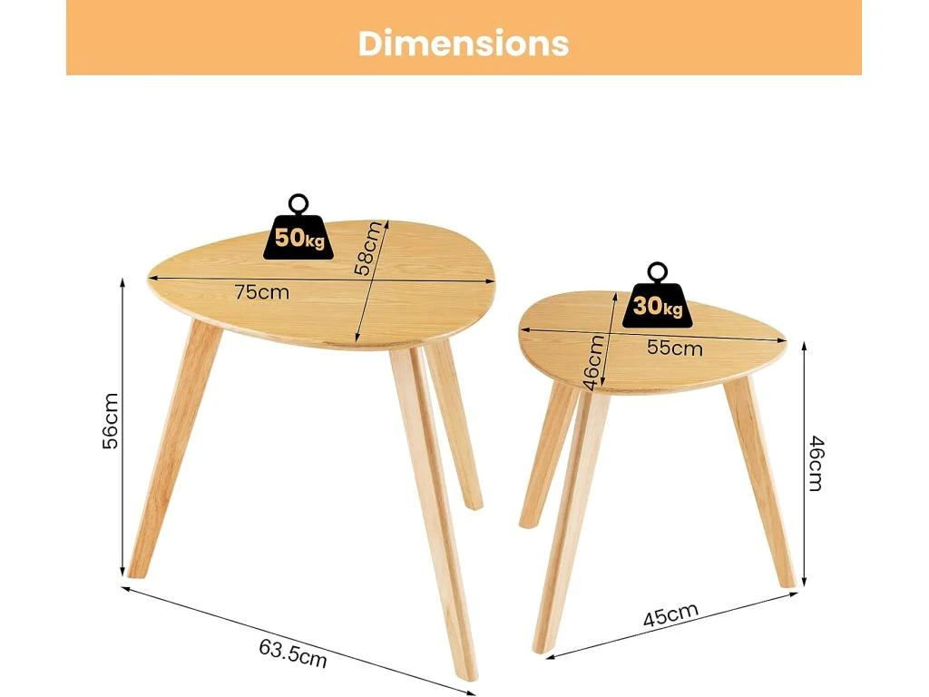 Lot De 2 Tables Basses Gigognes En Bois Avec Coussinets Antidérapants Combinaison Libre 5 Lot De 2 Tables Basses Gigognes En Bois Avec Coussinets Antidérapants Combinaison Libre – Image 3