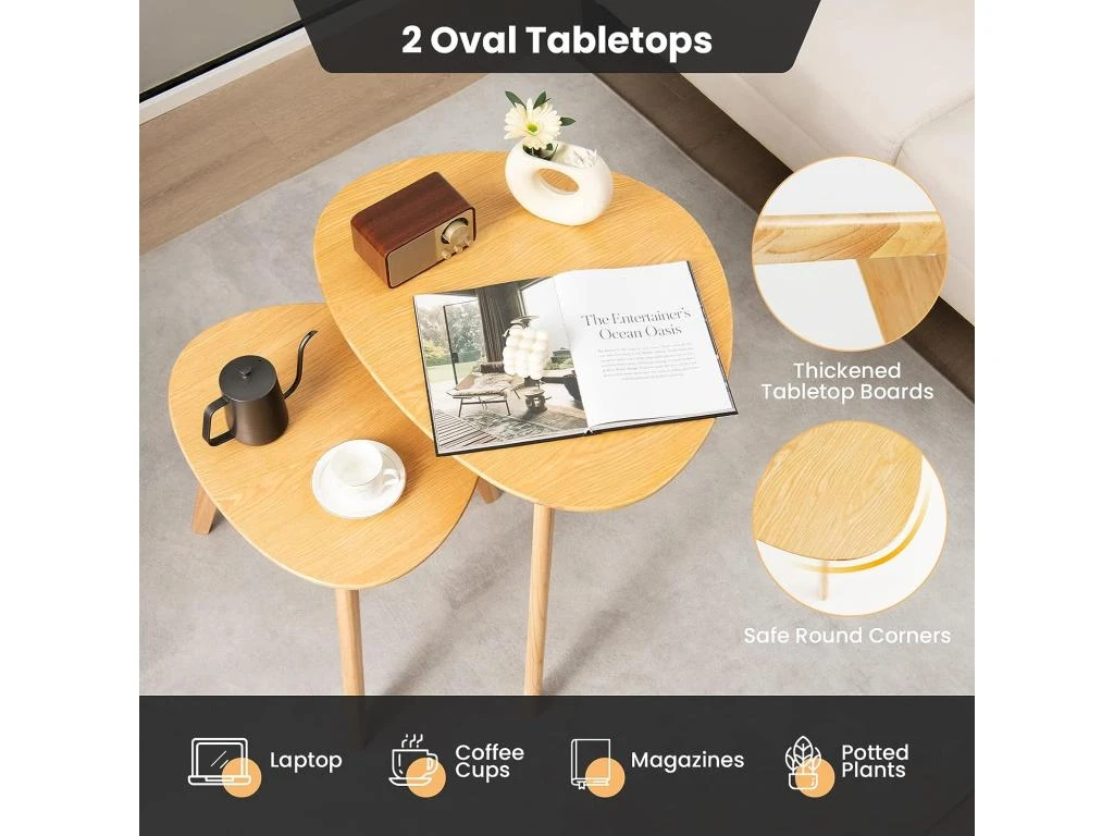 Lot De 2 Tables Basses Gigognes En Bois Avec Coussinets Antidérapants Combinaison Libre 7 Lot De 2 Tables Basses Gigognes En Bois Avec Coussinets Antidérapants Combinaison Libre – Image 5