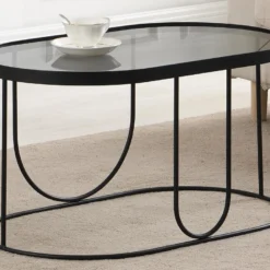 Table Basse En Métal Et Verre Fumé - Noir Et Transparent - PRETORIA 15 Table Basse En Métal Et Verre Fumé - Noir Et Transparent - PRETORIA -Pas Cher Mobiliora Magasin table basse 18851591