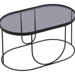 Table Basse En Métal Et Verre Fumé - Noir Et Transparent - PRETORIA 19 Table Basse En Métal Et Verre Fumé - Noir Et Transparent - PRETORIA -Pas Cher Mobiliora Magasin table basse 18851603