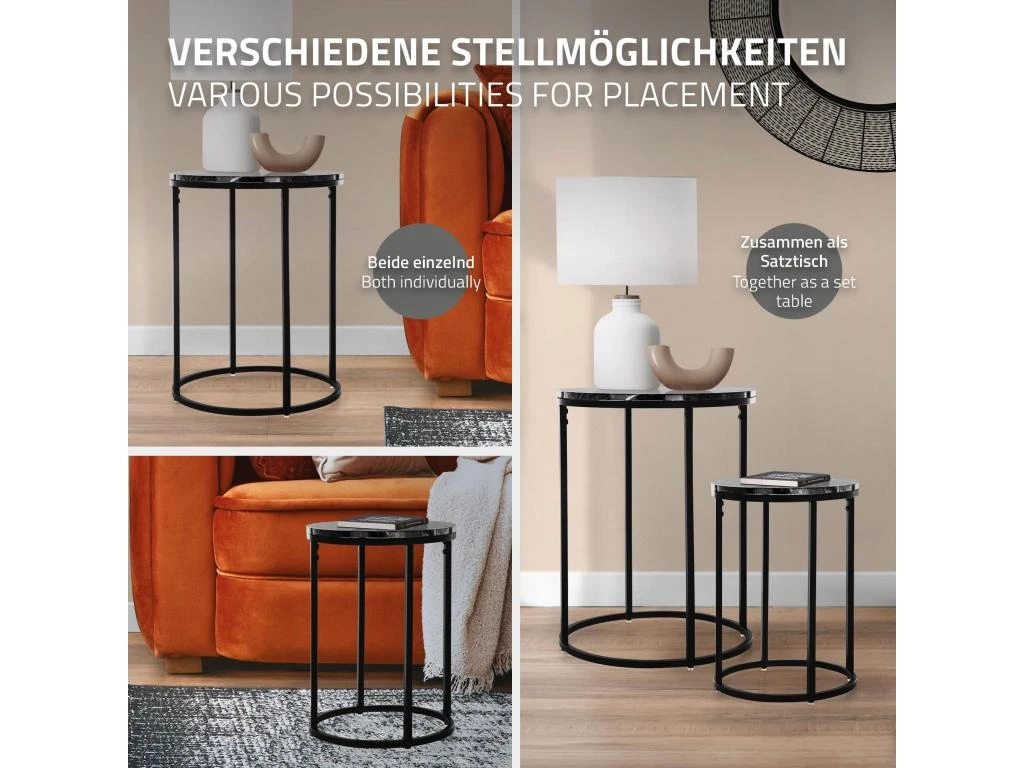 Ensemble De Tables D'appoint 2 Pcs Noir 6 Ensemble De Tables D'appoint 2 Pcs Noir – Image 4