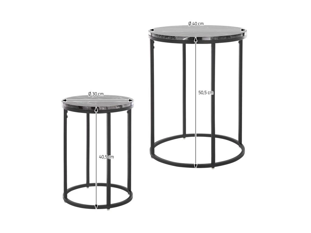 Ensemble De Tables D'appoint 2 Pcs Noir 8 Ensemble De Tables D'appoint 2 Pcs Noir – Image 6