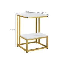 Bout De Canapé Guéridon AUGUSTUS Blanc Et Doré -Pas Cher Mobiliora Magasin table basse 19186053