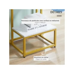 Bout De Canapé Guéridon AUGUSTUS Blanc Et Doré -Pas Cher Mobiliora Magasin table basse 19186059