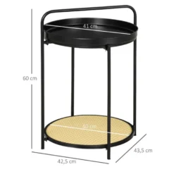 Table Bout De Canapé FIRMIN Noir Et Cannage -Pas Cher Mobiliora Magasin table basse 19186163