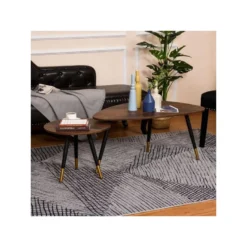 Lot De 2 Tables Basses BRANDO Marron -Pas Cher Mobiliora Magasin table basse 19186191