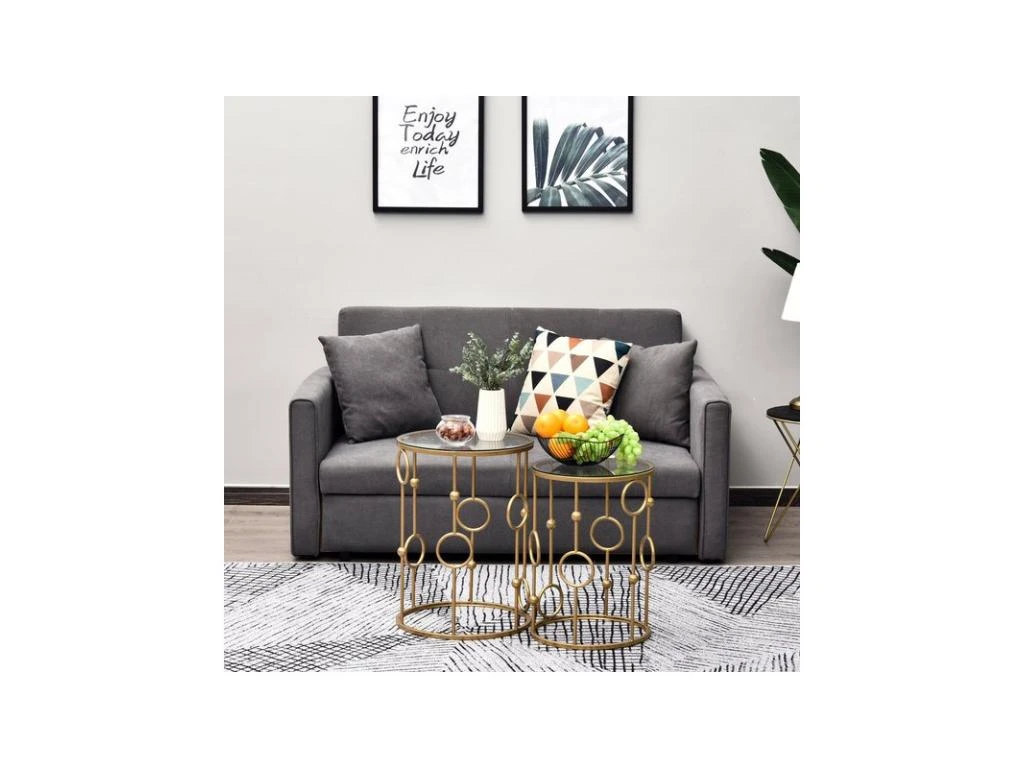 Lot De 2 Tables Gigognes GATSBY Dorées 4 Lot De 2 Tables Gigognes GATSBY Dorées – Image 2